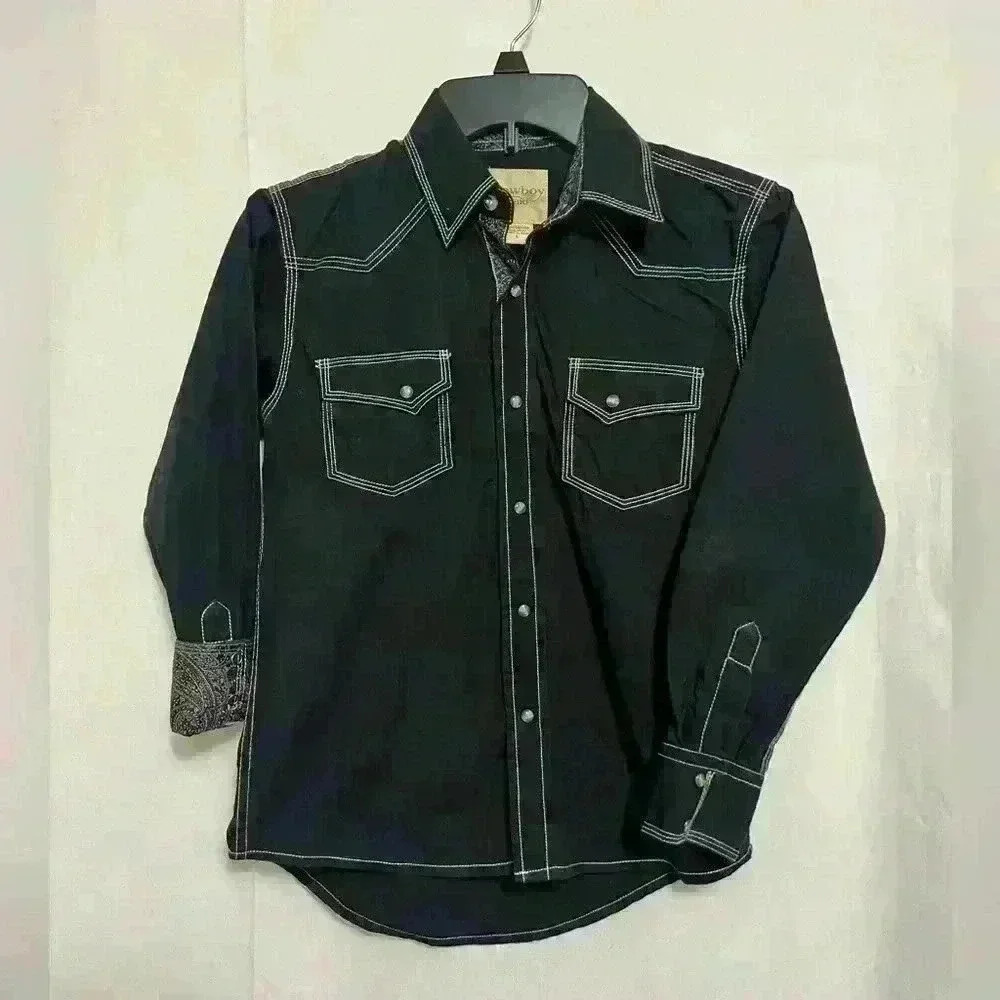 Cowboy Legend Boys Button Down Shirt, long Sleeves Size Large A0038